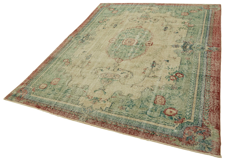 7x10 Beige Turkish Vintage Area Rug - 46368