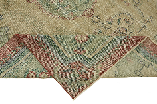 7x10 Beige Turkish Vintage Area Rug - 46368
