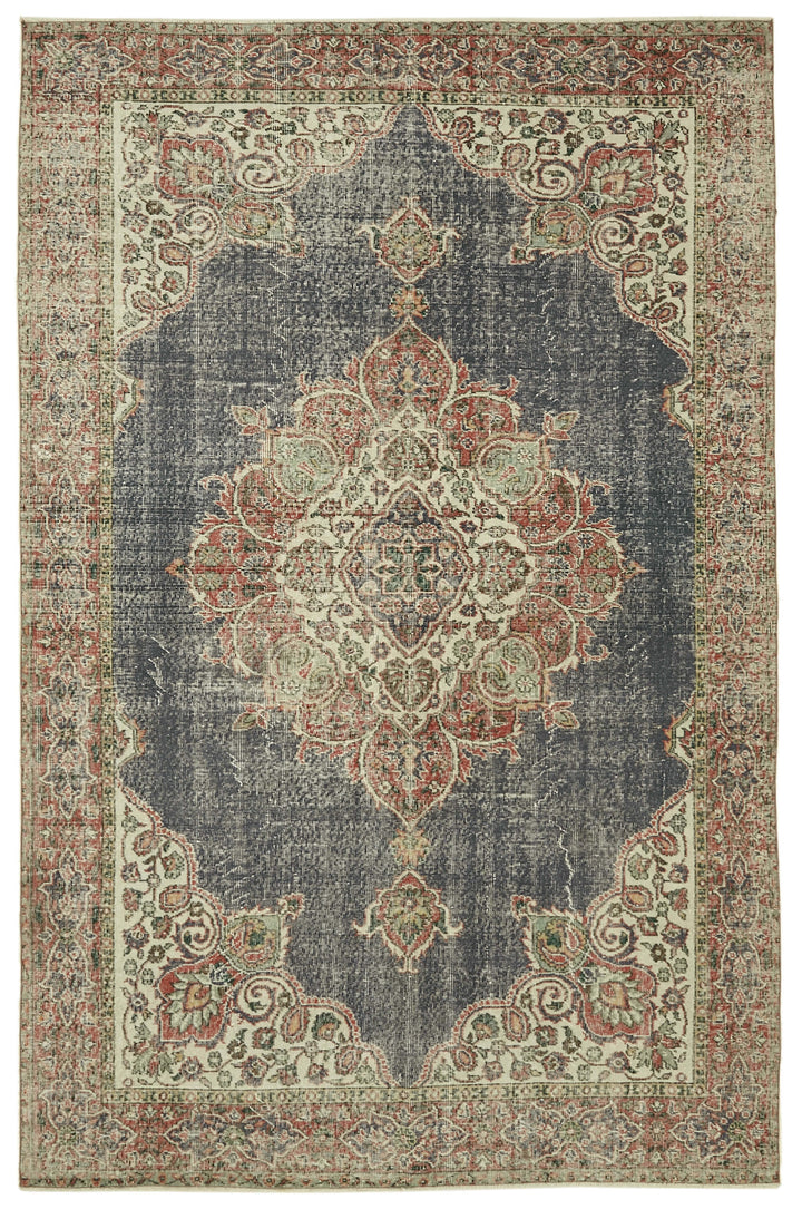 6x10 Beige Turkish Vintage Area Rug - 46369