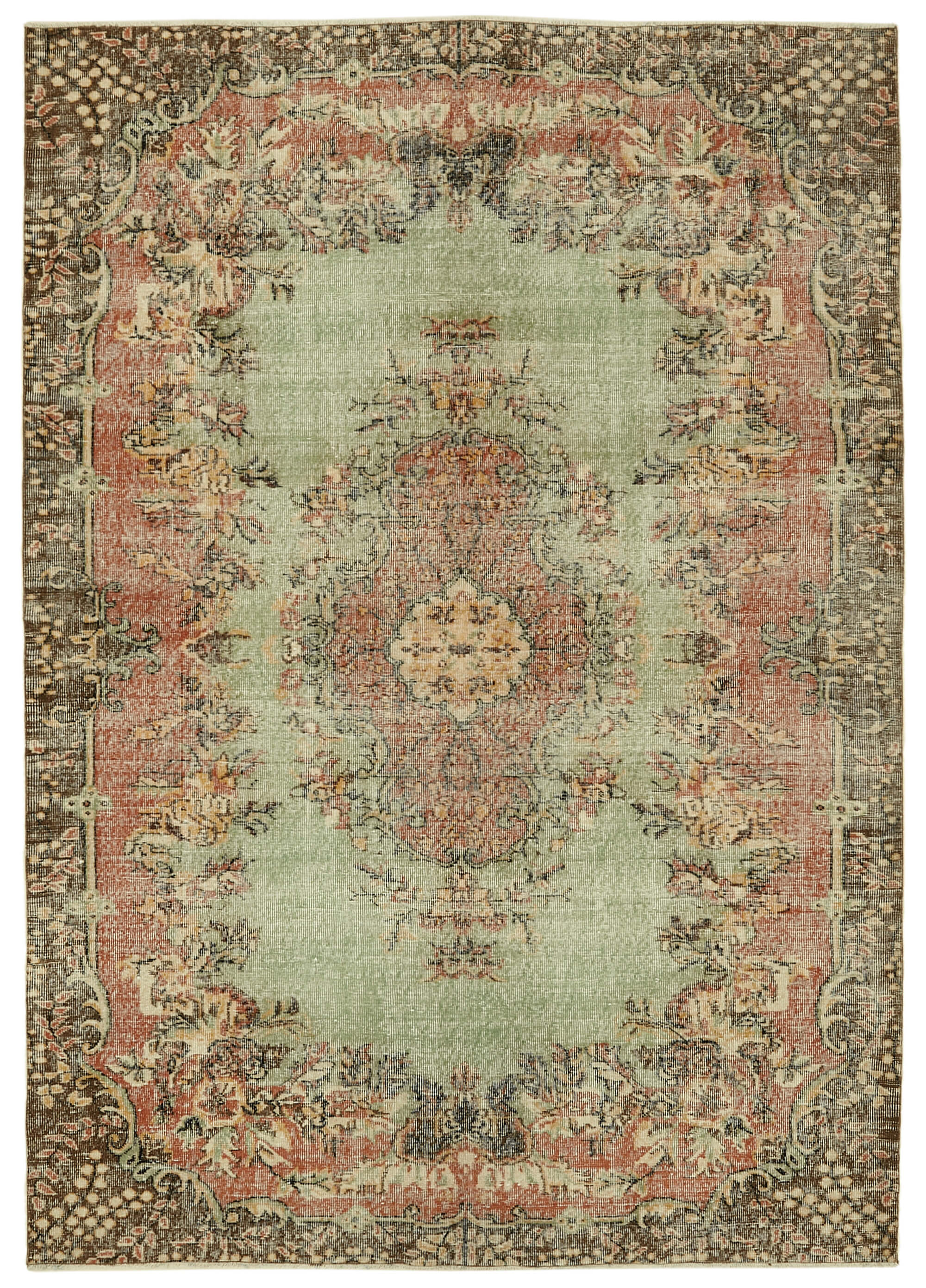 7x10 Beige Turkish Vintage Area Rug - 46371