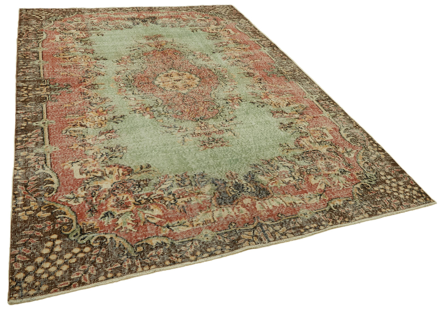7x10 Beige Turkish Vintage Area Rug - 46371