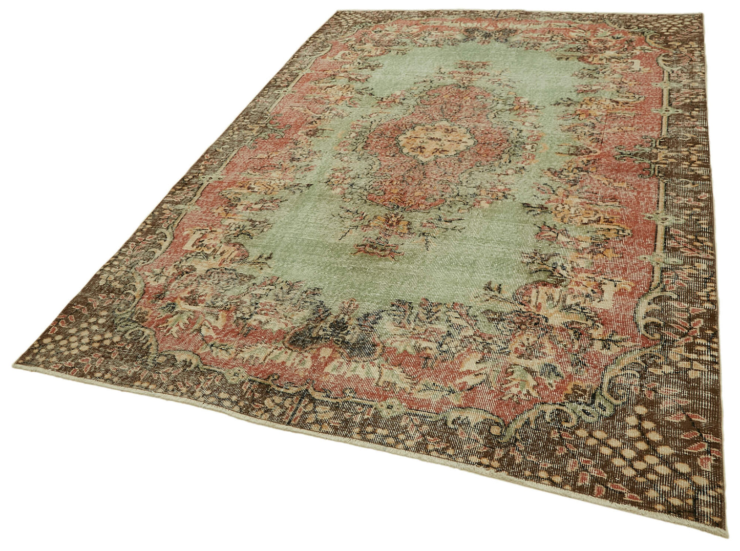 7x10 Beige Turkish Vintage Area Rug - 46371
