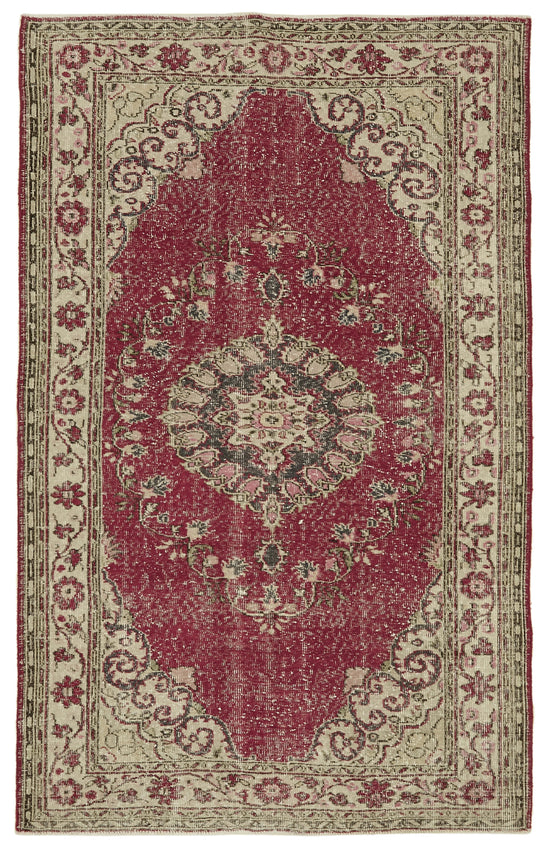 6x10 Beige Turkish Vintage Area Rug - 46372