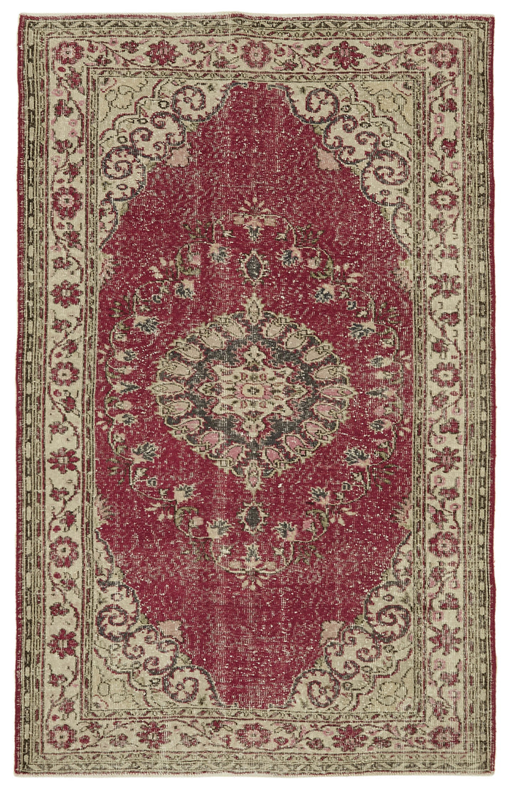 6x10 Beige Turkish Vintage Area Rug - 46372