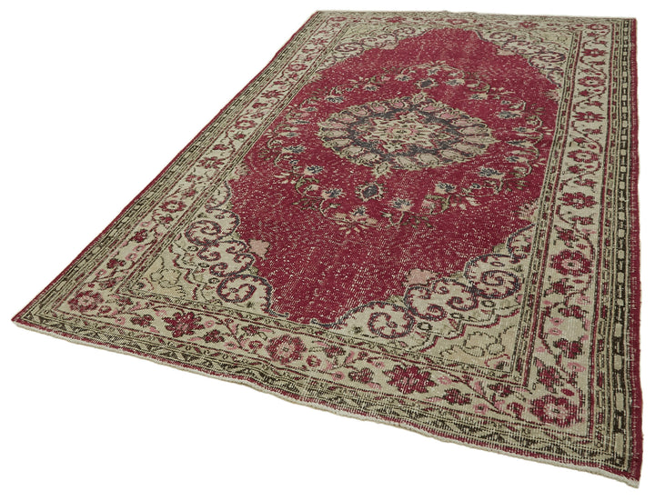 6x10 Beige Turkish Vintage Area Rug - 46372