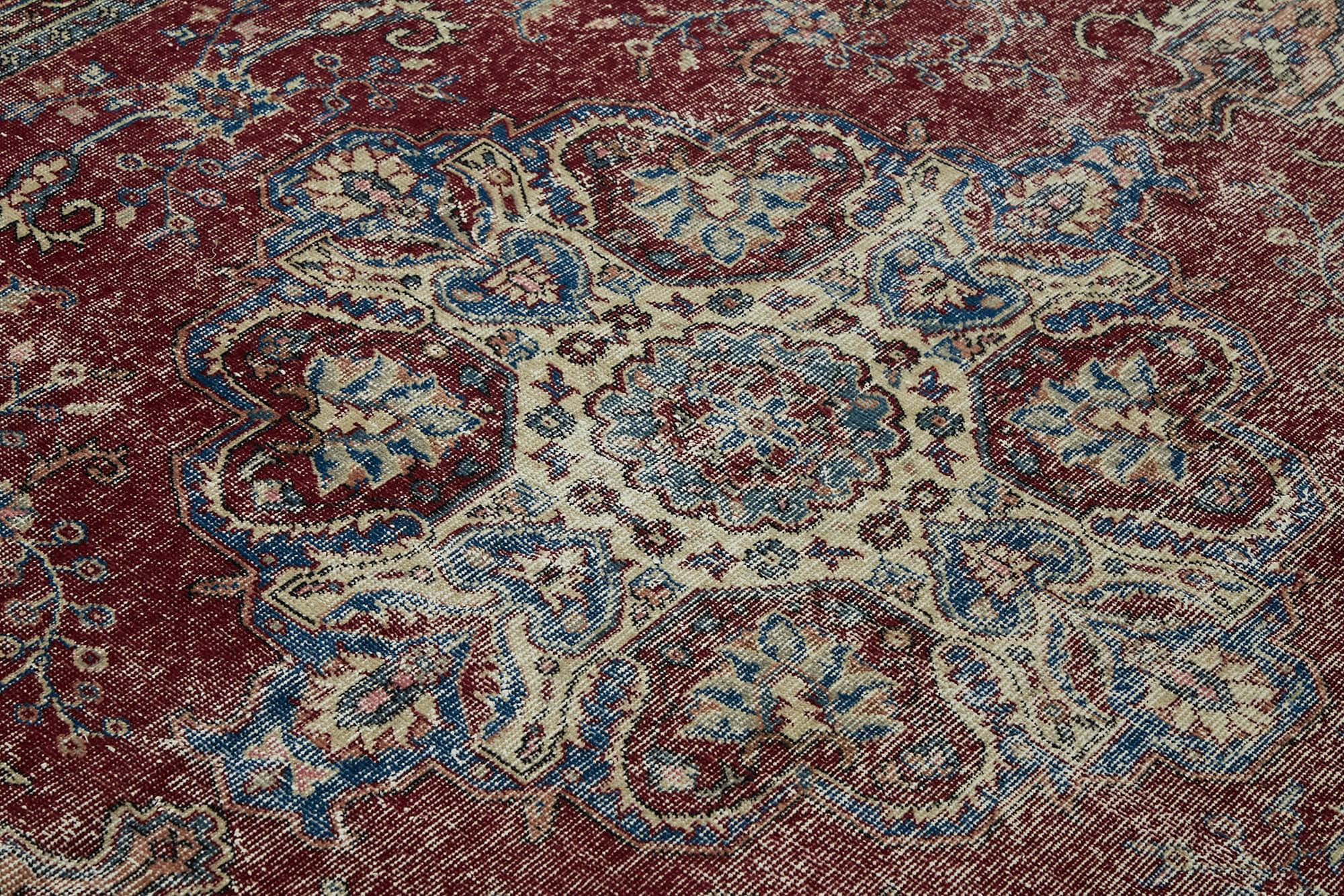 7x10 Beige Turkish Vintage Area Rug - 46373