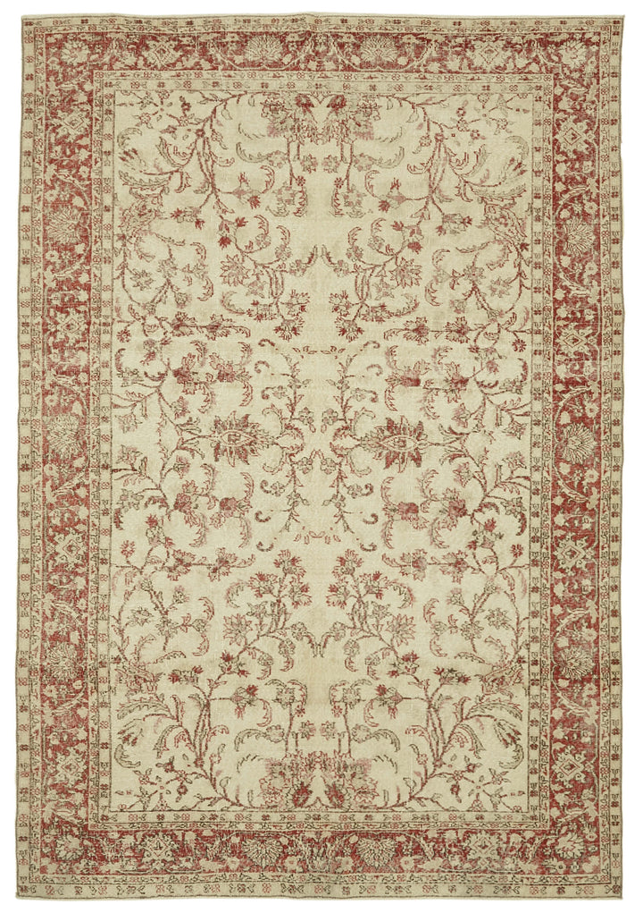7x10 Beige Turkish Vintage Area Rug - 46375