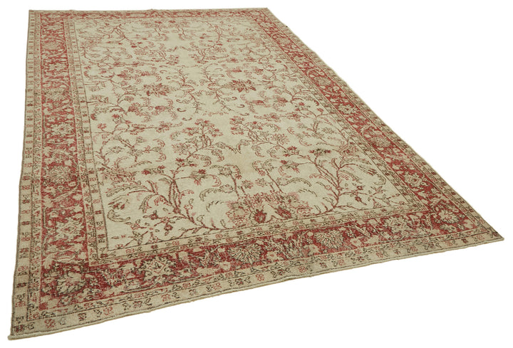 7x10 Beige Turkish Vintage Area Rug - 46375