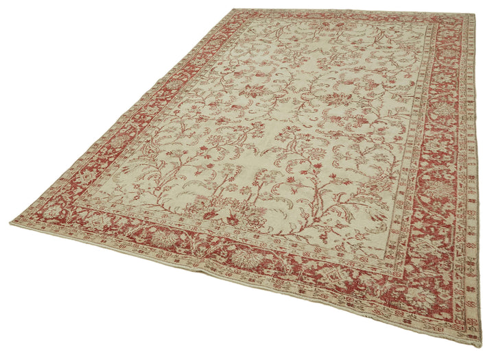 7x10 Beige Turkish Vintage Area Rug - 46375