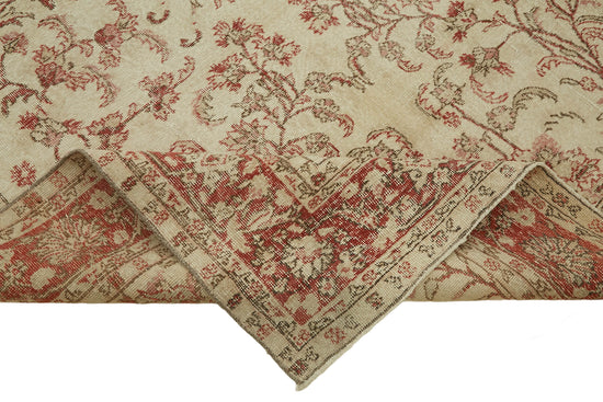 7x10 Beige Turkish Vintage Area Rug - 46375