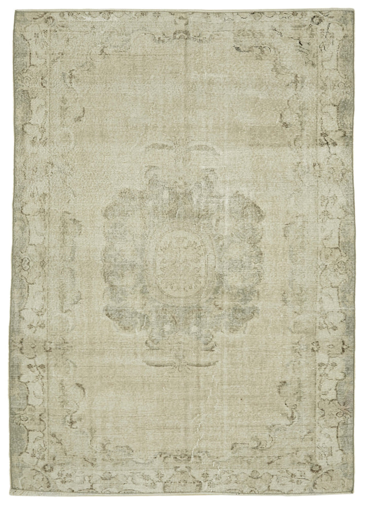 6x8 Beige Turkish Vintage Area Rug - 46377