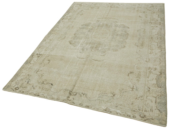 6x8 Beige Turkish Vintage Area Rug - 46377