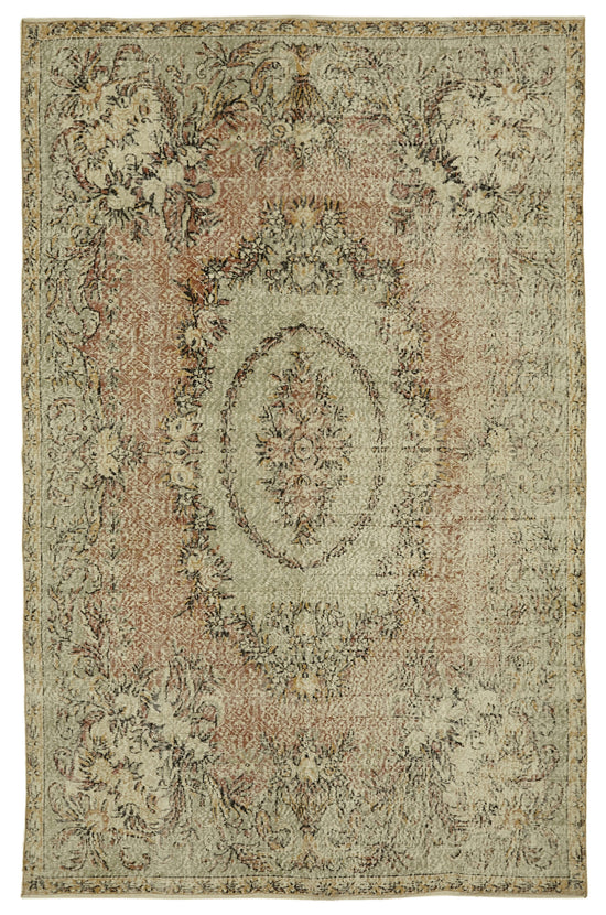 6x10 Beige Turkish Vintage Area Rug - 46378