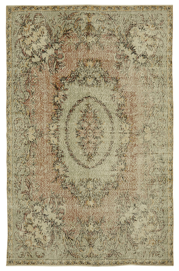 6x10 Beige Turkish Vintage Area Rug - 46378