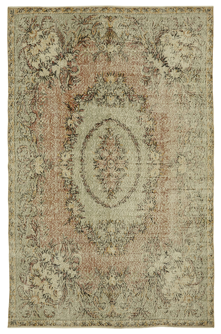 6x10 Beige Turkish Vintage Area Rug - 46378