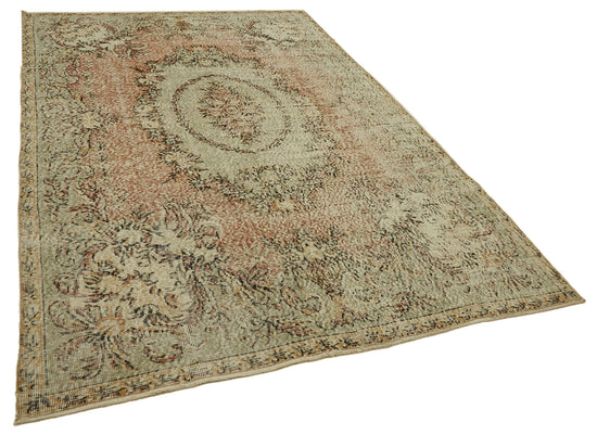 6x10 Beige Turkish Vintage Area Rug - 46378