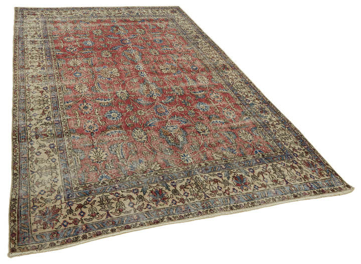 7x10 Beige Turkish Vintage Area Rug - 46379