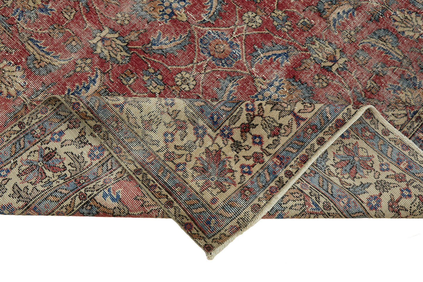 7x10 Beige Turkish Vintage Area Rug - 46379