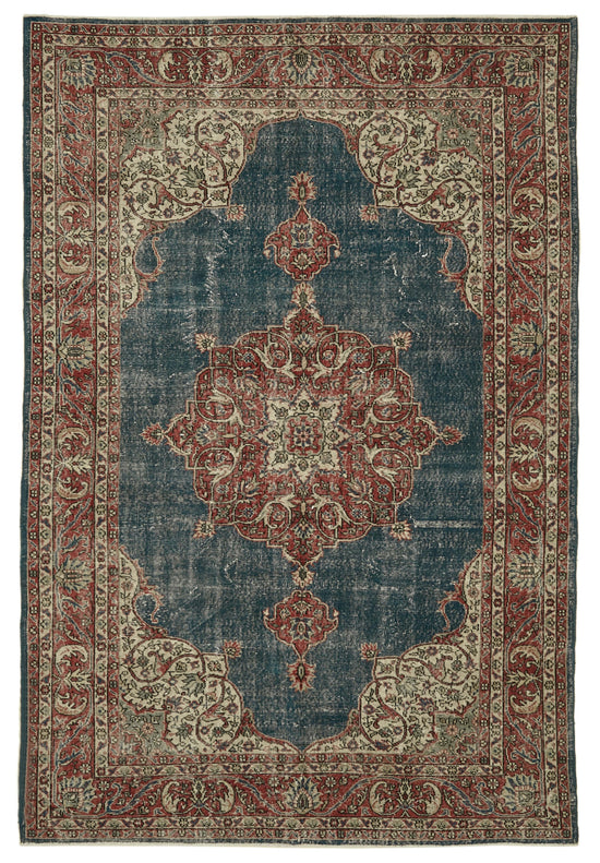 6x10 Beige Turkish Vintage Area Rug - 46383