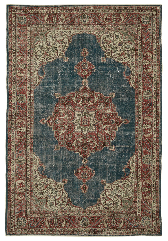 6x10 Beige Turkish Vintage Area Rug - 46383