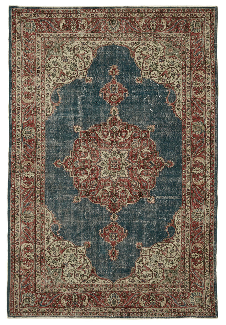 6x10 Beige Turkish Vintage Area Rug - 46383