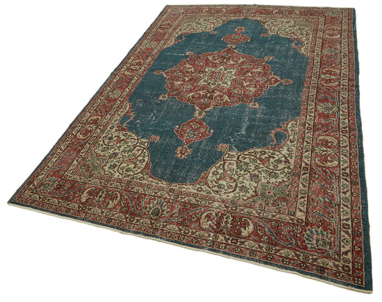 6x10 Beige Turkish Vintage Area Rug - 46383