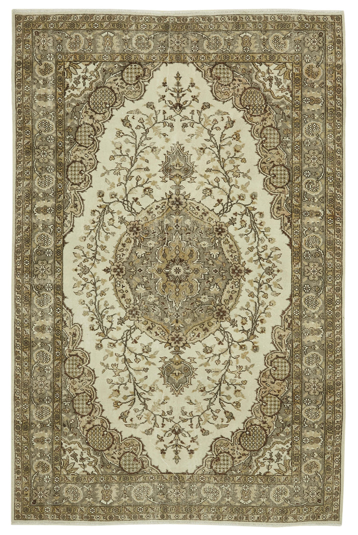 6x10 Beige Turkish Vintage Area Rug - 46384