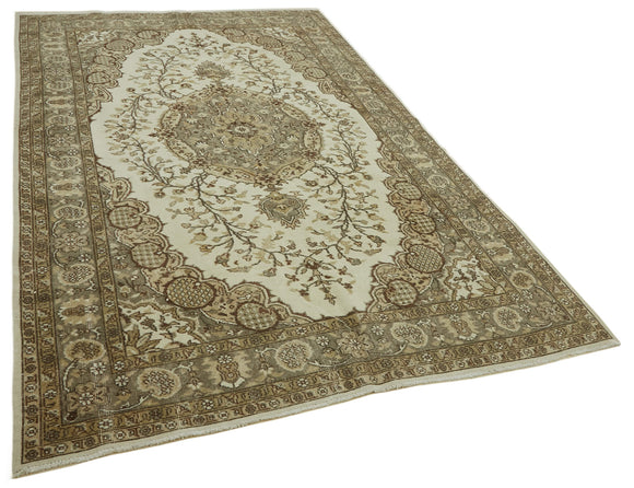 6x10 Beige Turkish Vintage Area Rug - 46384