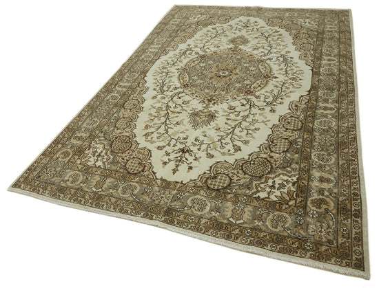 6x10 Beige Turkish Vintage Area Rug - 46384