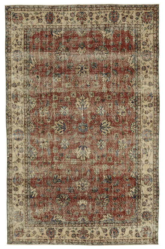 6x10 Beige Turkish Vintage Area Rug - 46386