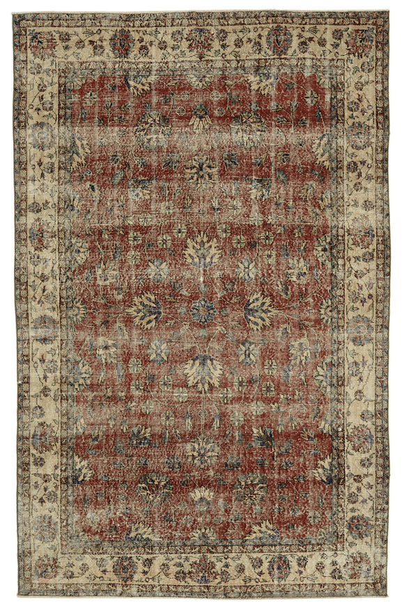 6x10 Beige Turkish Vintage Area Rug - 46386