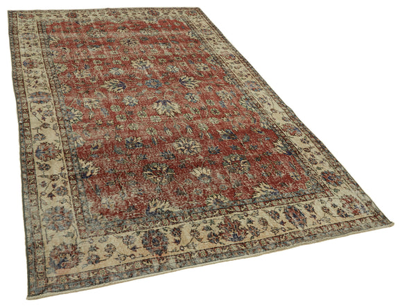 6x10 Beige Turkish Vintage Area Rug - 46386