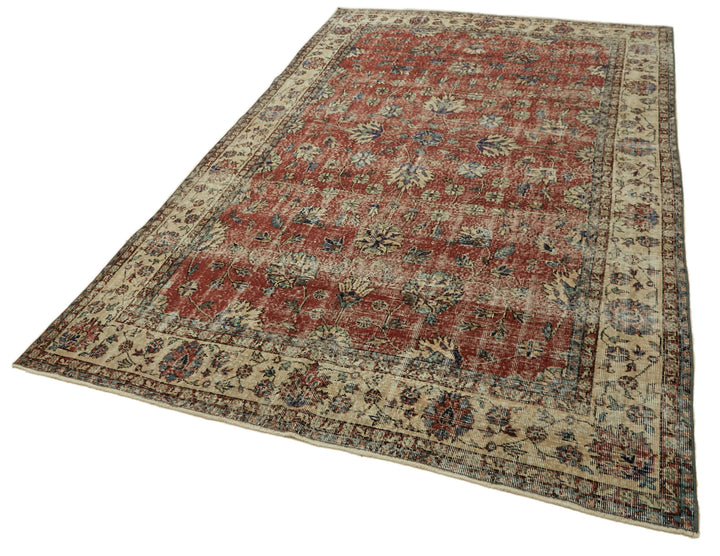 6x10 Beige Turkish Vintage Area Rug - 46386