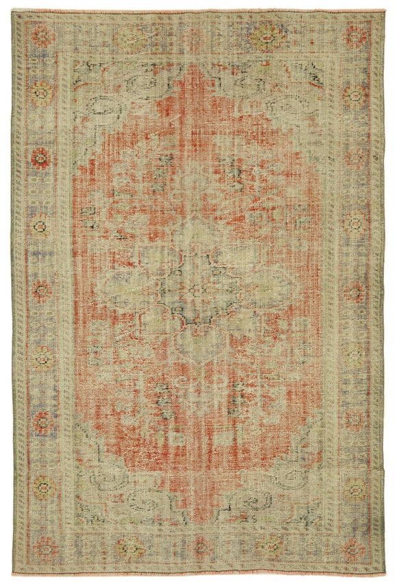 6x10 Beige Turkish Vintage Area Rug - 46387