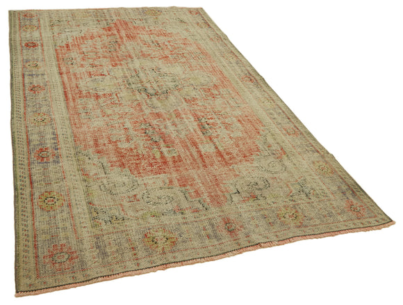 6x10 Beige Turkish Vintage Area Rug - 46387