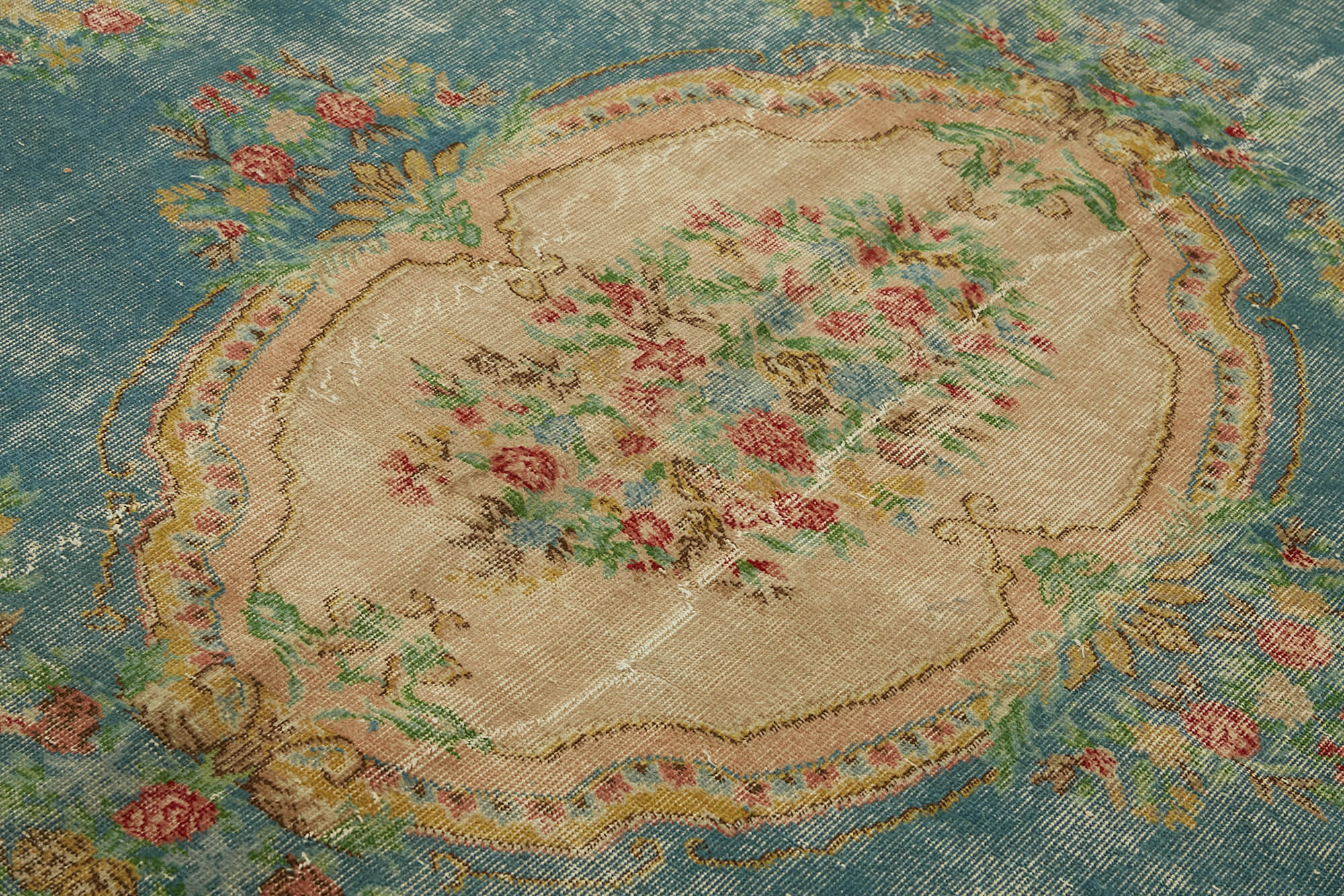 7x10 Beige Turkish Vintage Area Rug - 46388