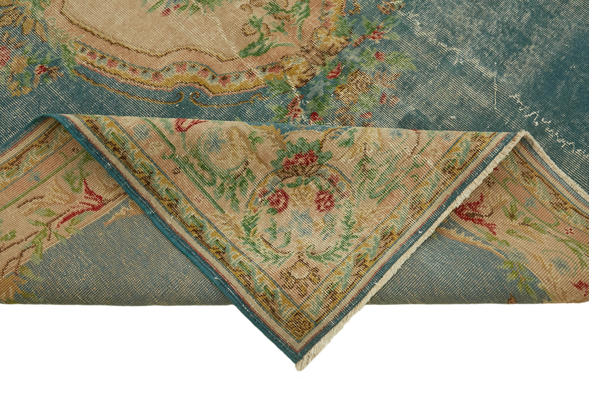 7x10 Beige Turkish Vintage Area Rug - 46388