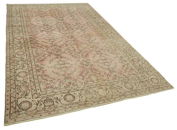 7x10 Beige Turkish Vintage Area Rug - 46389