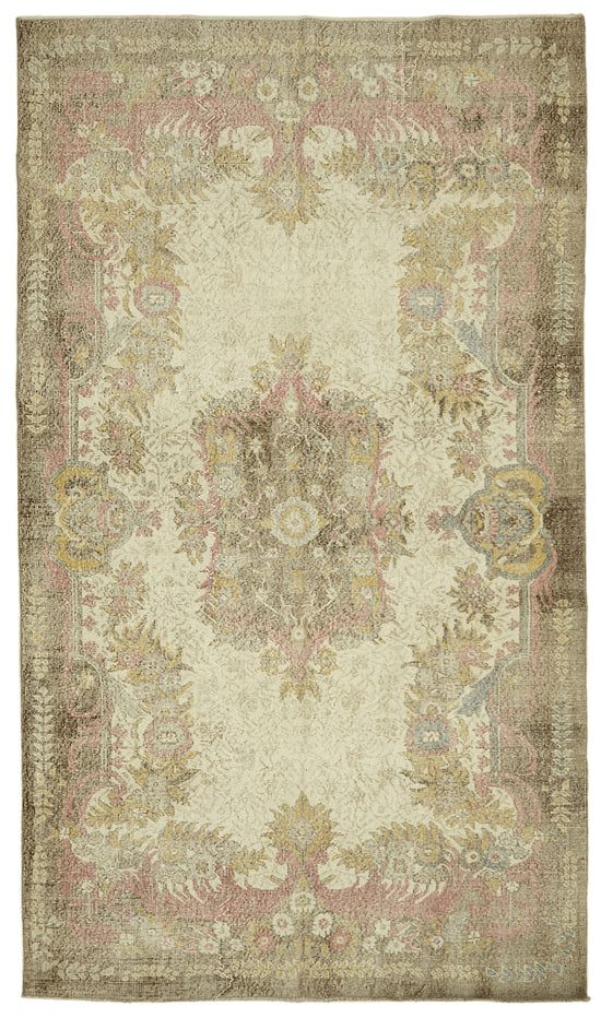 6x10 Beige Turkish Vintage Area Rug - 46390