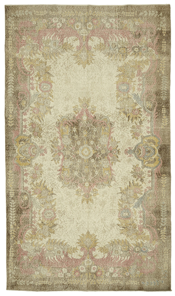 6x10 Beige Turkish Vintage Area Rug - 46390