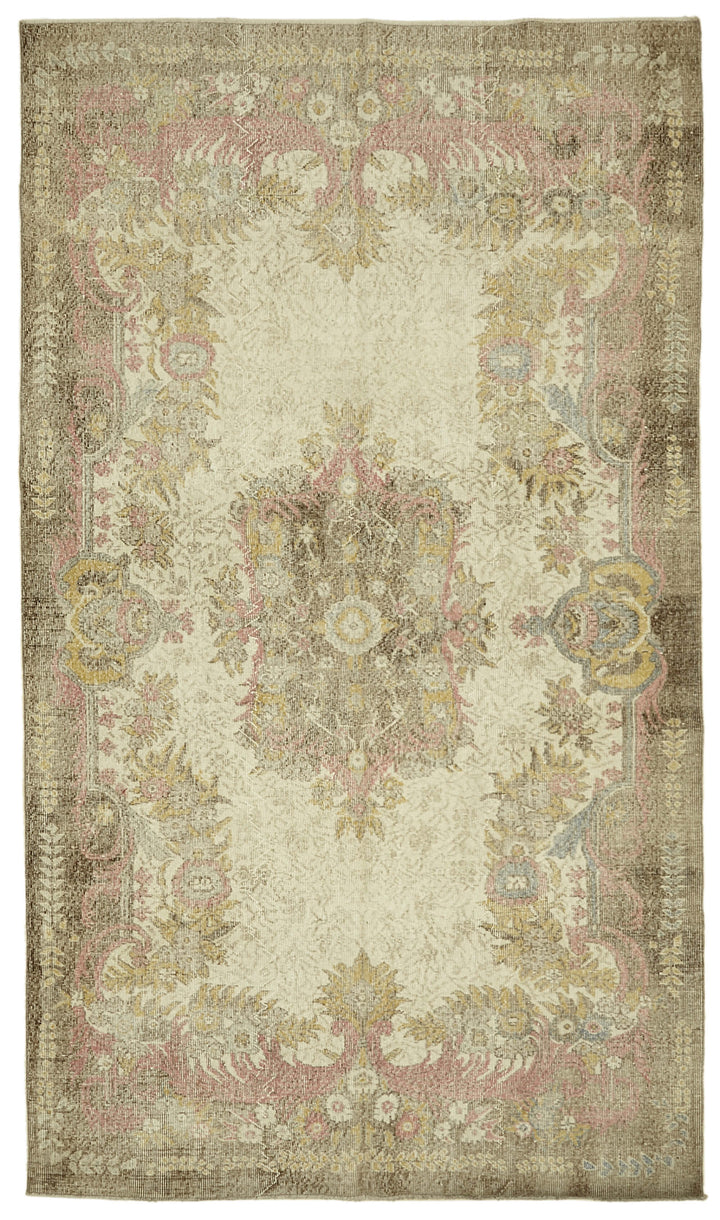 6x10 Beige Turkish Vintage Area Rug - 46390