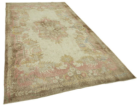 6x10 Beige Turkish Vintage Area Rug - 46390
