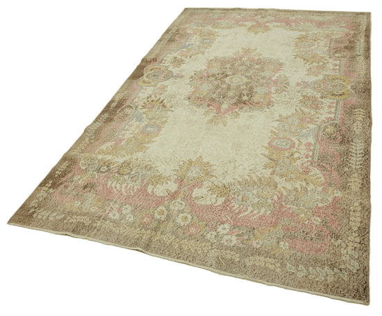 6x10 Beige Turkish Vintage Area Rug - 46390