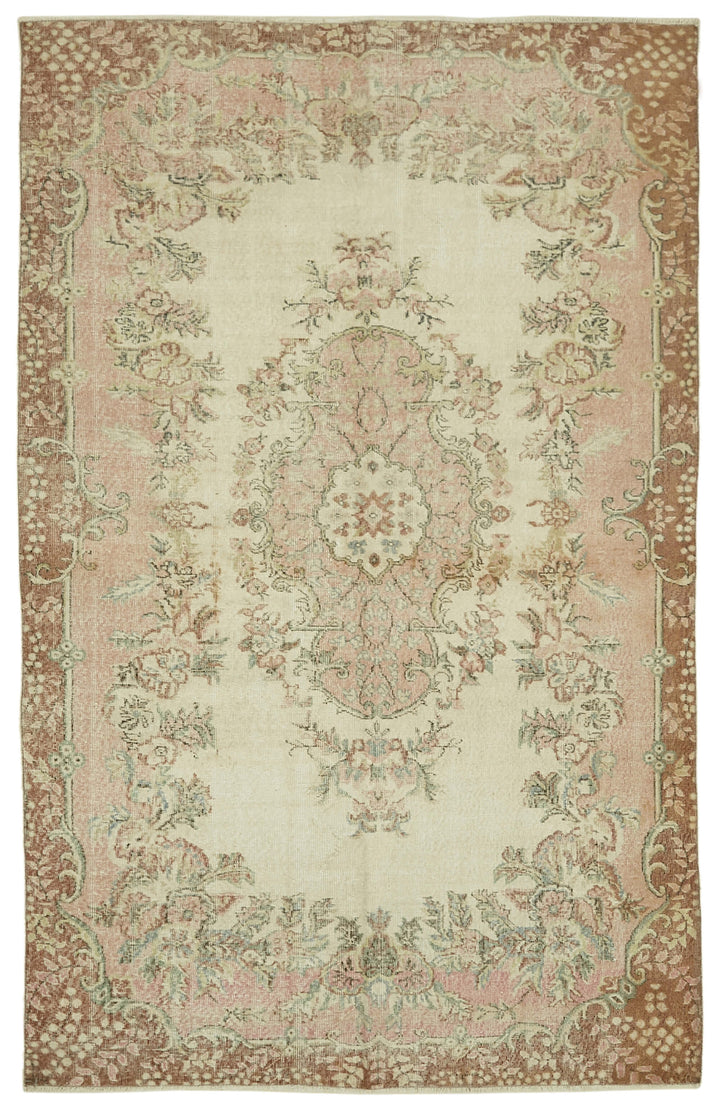 6x10 Beige Turkish Vintage Area Rug - 46391