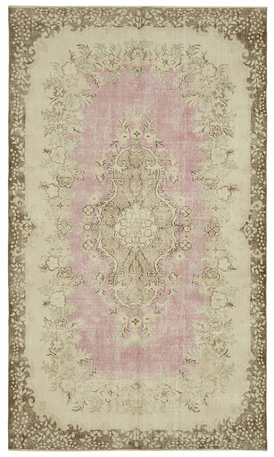 6x10 Beige Turkish Vintage Area Rug - 46392