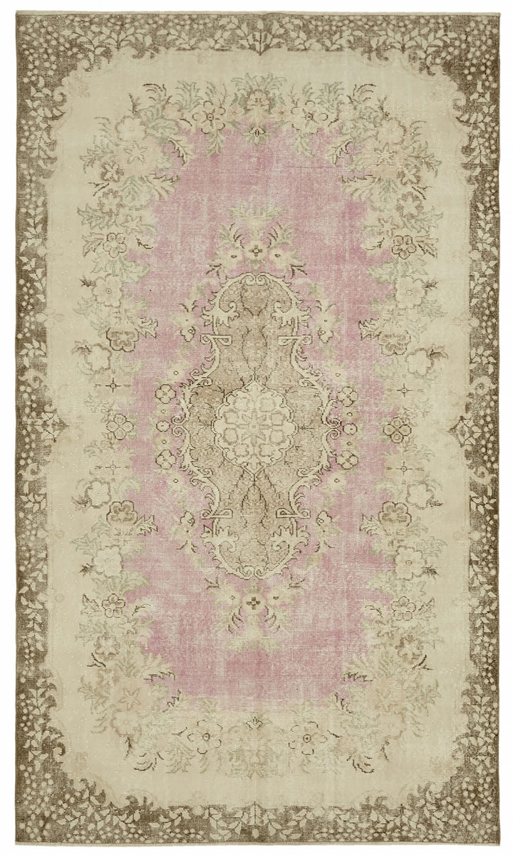 6x10 Beige Turkish Vintage Area Rug - 46392