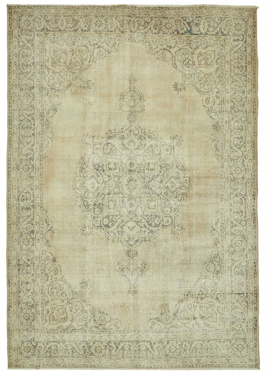 7x10 Beige Turkish Vintage Area Rug - 46479