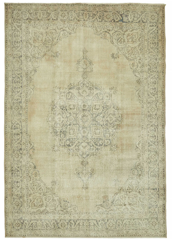 7x10 Beige Turkish Vintage Area Rug - 46479