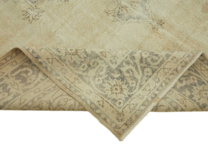 7x10 Beige Turkish Vintage Area Rug - 46479