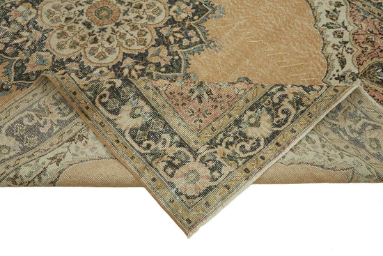 7x10 Beige Turkish Vintage Area Rug - 46486